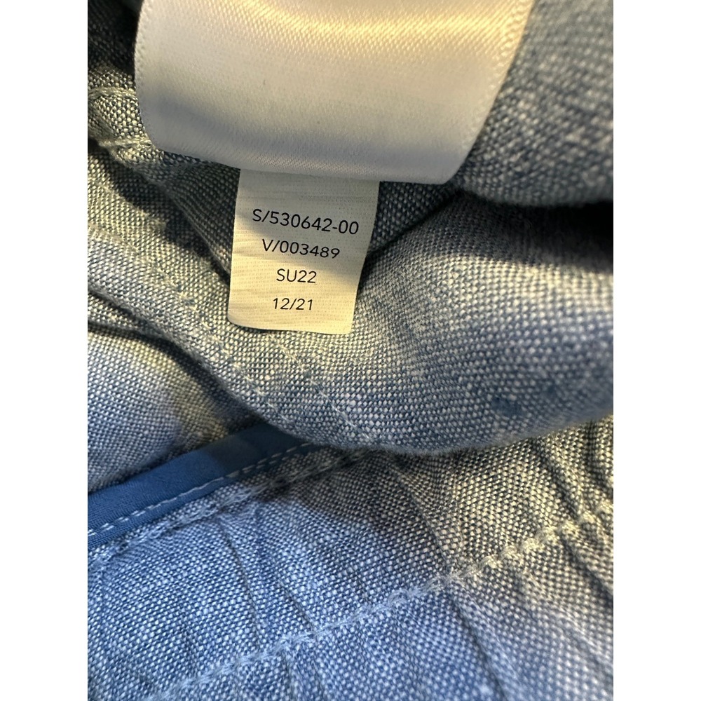 Athleta Cabo 100% Linen Jogger Pants Chambray Blue Resort Beach Zip Pockets 6 - Picture 12 of 16